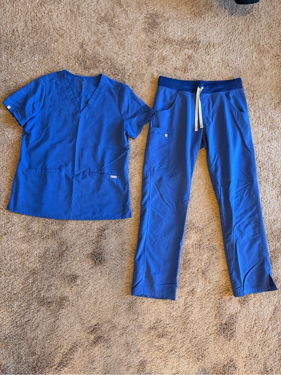 Figs Other - Figs Women's Cobalt Blue Scrub Top & Drawstring Pants Set